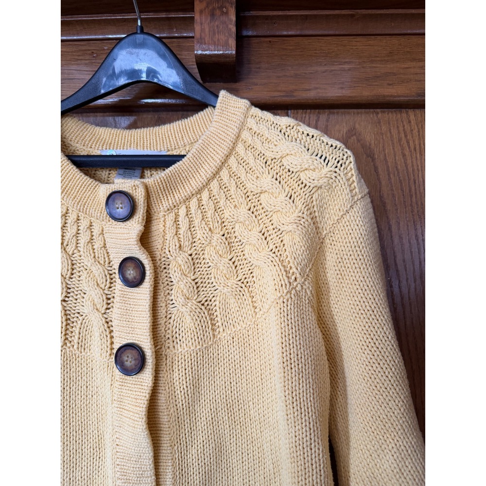 Jillian & Nicole Butter Yellow Cable Knit Button Front Cardigan Sweater Size M - Picture 4 of 8
